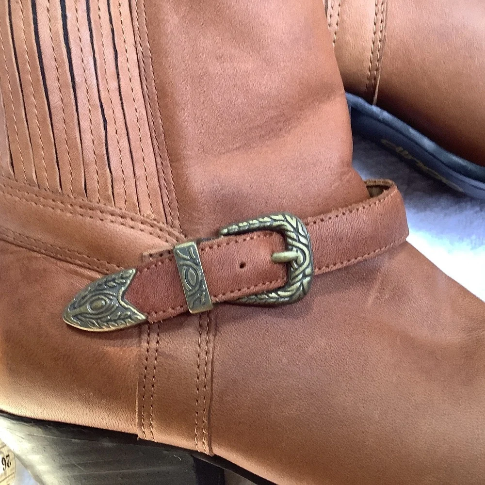 Dingo ankle‎ leather brown boot bootie cowgirl western